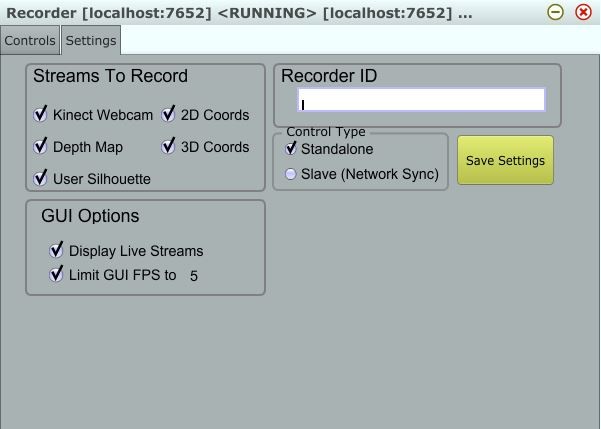 DANCE platform2 kinectrecorder options