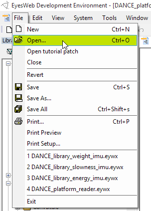 DANCE platform eyeswebopenfile
