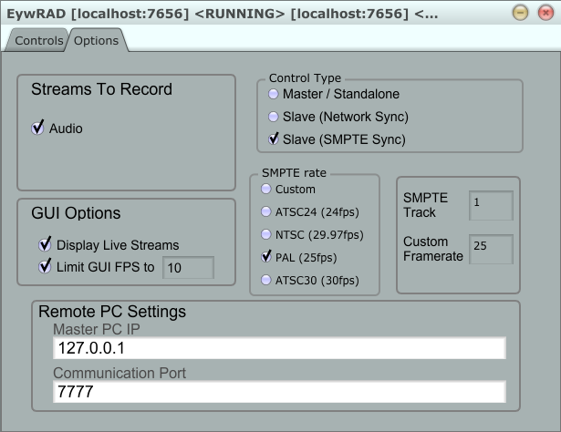 DANCE platform recorderoptions